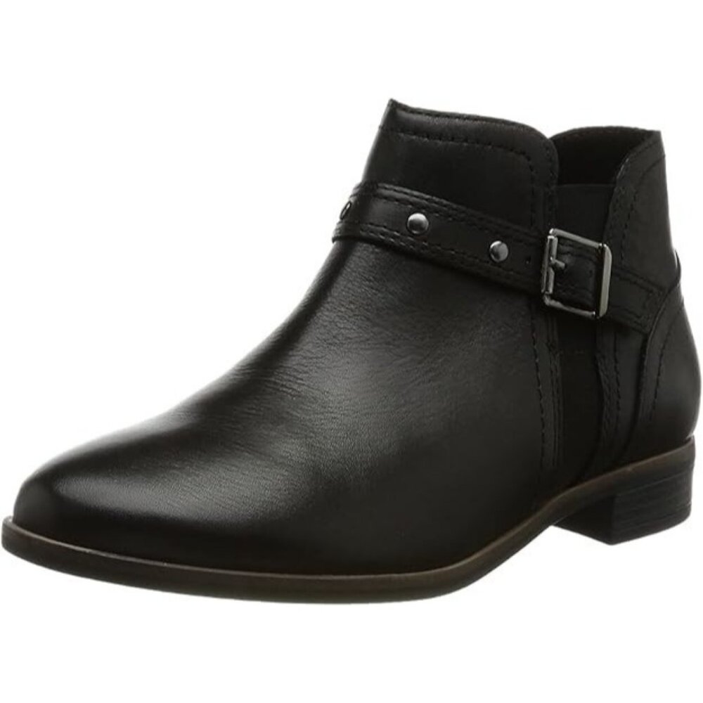 Clarks Women's Trish Strap Chelsea Boots‎ Black Leather Zip NEW Size 5.5 M